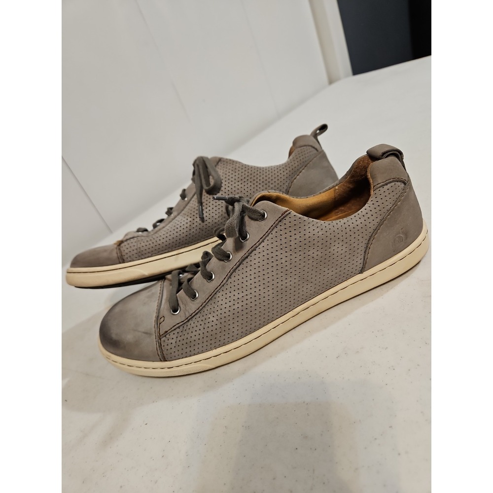 Born TOM Perforated Pull Tab Gray Leather Lace Up Casual Sneakers Mens 11M (S198